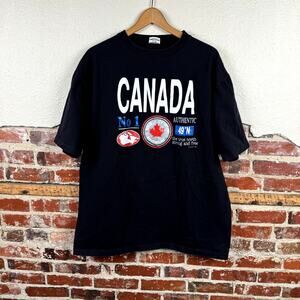Vintage Canada Shirt Size XL Black Single Stitch The True North Maple Leaf No 1